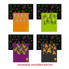 Смешная команда Тетради А5 48л. Гребень. Клетка. Обл.: мел. картон,твин лак.Бум.оф.60 г/м2.46 л+2 листа с неоновыми наклейками