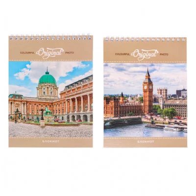 Блокнот А5 80л. ЗНАМЕНИТАЯ АРХИТЕКТУРА Б80-0639 ассорти, с жесткой подл, на гребне