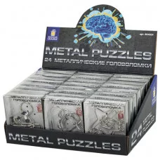 Головоломка металлическая большая ЗОЛОТАЯ СКАЗКА 1шт, разные уровни сложности ассорти, 66492