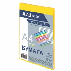 Бумага цветная для офиса А4, 50л., Интенсив "Жёлтый", Alingar, 70г/м2, пленка т/у AL12853