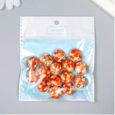 Бусины для творчества пластик "Мраморные. Оранжево-красный" набор 15 шт 1,7х1,7х1 см   9285328