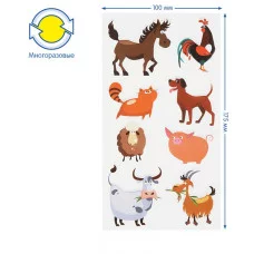 Наклейки объемные Мульти-Пульти "Звери на ферме", 10*22см, 8 наклеек, инд. уп., европодвес 329640