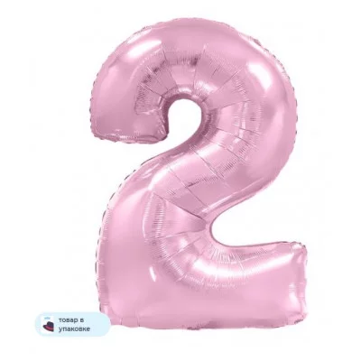 Шар (40\'\'/102 см) Цифра, 2, Розовый, Макарунс, 1 шт. в уп. B901762RS