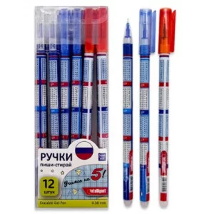 Ручка Шпион "Пиши стирай" DM-9650 "Триколор" (син) 0,38мм, круглый корпус с таблицей умножения, ассорти 335060
