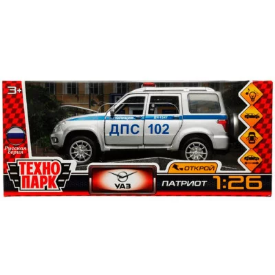 Машина металл свет-звук UAZ ПАТРИОТ ПОЛИЦИЯ 17,8 см РАТRIОТ-124SL-РОL-GY