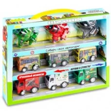 Набор игрушек "Пуллбэк: Самолёты, автобусы и грузовики" (5 см, 9 шт., пружинный механизм) BBA1602-129