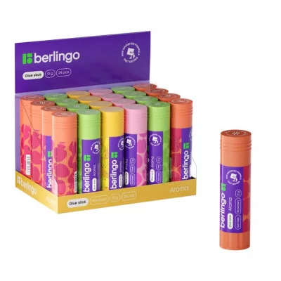 Клей-карандаш Berlingo "Aroma", 21г, ароматизированный (мята, лимон, клубника, роза) 271151