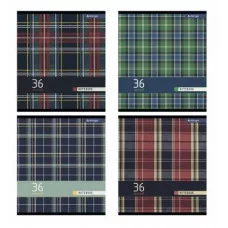 Тетрадь 36 л., А5, клетка, Alingar "Scotish cage.new style", скрепка, второй блок 60г/м2, мелованный картон (стандарт) AL7934