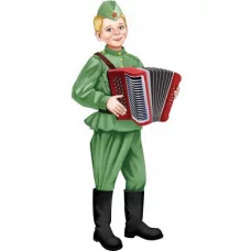 Плакат вырубной А3. Мальчик-баянист в военной форме. Двухсторонний.- группа Профессии 00-00018342 Ф-15572 4630112038316