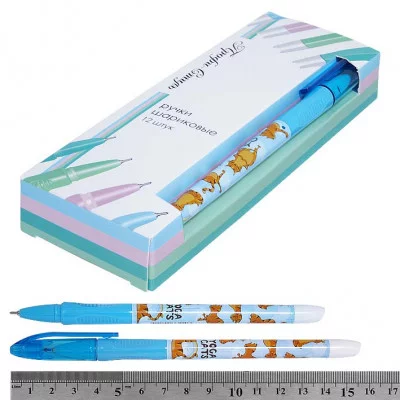 Ручка масляная "YOGA CATS" рельефн.держ.,син.стерж, толщина пиш. узла 0.7мм 613 Профи-Стиль /1 /12 /144 /1728 303226