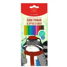 Карандаши цветные. Классические цвета, трехгранные, заточенные. В наборе 12 цветов. "Манул Манулыч" КанцЭксмо КЦК120113