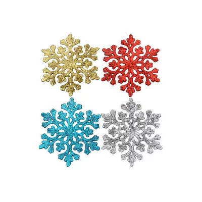 Набор ёлочных подвесок 4 шт. Красивые снежинки 8 см НУ-0031