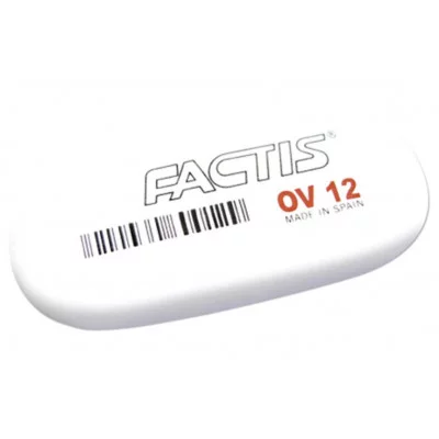 Ластик большой FACTIS OV 12 (Испания), 61х28х13 мм, белый, овальный, CMFOV12