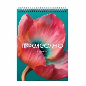 Блокнот А5 60л Гребень мелованный картон белый офсет 60 г/м2 Клетка Цветение 2 БСК560439