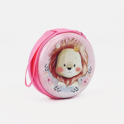 Кошелек дет 13-01-07, 7*3,3*7 см, круглый, на молнии, "Лев", розовый   9579852