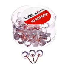 Кнопки силовые ШАРИКИ прозрачные с иголкой розовое золото 50 штук в пластиковой коробке 10771137