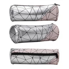 Пенал- тубус СЕРЕБРО+РОЗОВАЯ ПАУТИНА (ПН-3599) кожзам ПН-3599