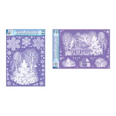 Комплект декоративных наклеек формата А3. Зимний пейзаж Сфера КБН-13494