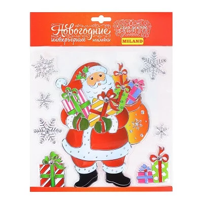 Интерьерная наклейка "Дед Мороз с подарками" 25*25см НУ-9238