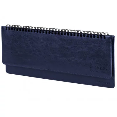 Планинг датированный 2026 305х140 мм BRAUBERG "Imperial", под кожу, синий, 117228