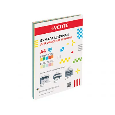 Бумага цветная А4 80г/м2 MIX интенсиастель 20л 10цв*2л DEVENTE 2072256 461103
