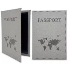 Обложка для паспорта DN-95 "PASSPORT" светло-серый экокожа тиснение 335659