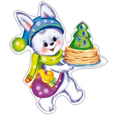 ФМ-10932 Плакат вырубной А4. Зайчик новогодний (с блестками в лаке) / (серия) Сфера