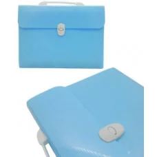 Папка портфель 12 отд. DD-206 Голубой пластик с узором, с застежкой и ручкой, в пакете (1/15/60)   329302