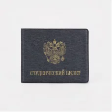 Обложка для студенческого билета, 10,5*0,5*8, тиснение золото, серый 9305163