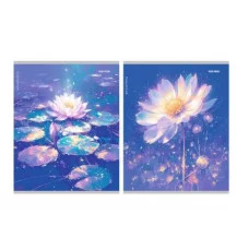 Тетрадь КЛЕТКА 96л. ЦВЕТЫ ПОД ЛУНОЙ (96-1024) глиттер, цвет.мелов.обл. 96-1024