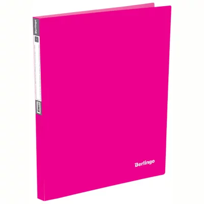 Папка на 4-х кольцах Berlingo "Neon", 25мм, 700мкм, неоновая розовая BERLINGO_ 239877