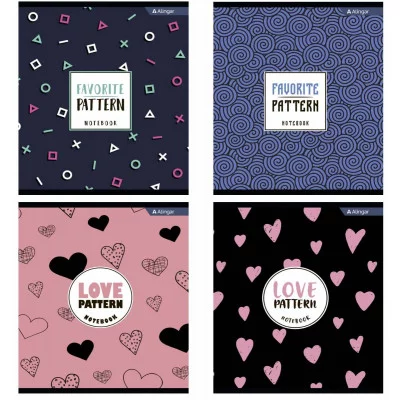 Тетрадь 36 л., А5, клетка, Alingar " Орнамент", скрепка, второй блок, мелованный картон (стандарт) AL8743