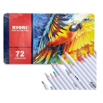 Карандаши 72 цв. Nyoni AN-46 Профессиональные акварельные, деревянные, заточенные, в металлической пенале, кисть в комплекте, N2900 331947