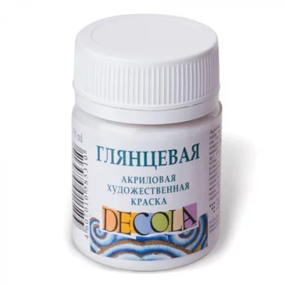 Краска акриловая «Декола», 50 мл, глянцевая, белила титановые, 2928101,2928104