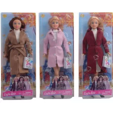 Кукла Модница в осеннем пальто с сумочкой коробке 8419