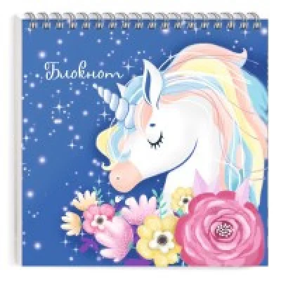 Блокнот 140*140 60л клетка/гребень фольг Единорог в цветах ФЕНИКС+ 50838 118625