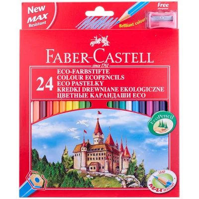 Карандаши Faber-Castell "Eco Замок", 24цв., заточен., картон, европодвес, с точилкой Faber-Castell 147884