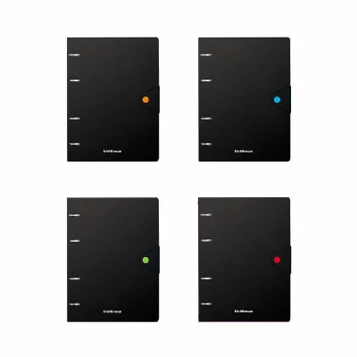 Тетрадь общая с пластиковой обложкой на кольцах ErichKrause Accent, ассорти, А5, 80 листов, клетка, на кнопке 51429