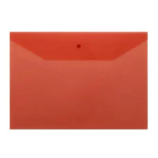 Папка-конверт на кнопке СТАММ А4, 120мкм, пластик, прозрачная, красная 355649