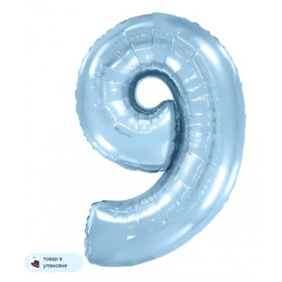 Шар (40\'\'/102 см) Цифра, 9, Голубой, Макарунс, 1 шт. в уп. B901769AB
