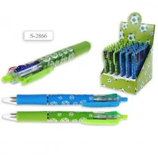 Авторучка S 2866, 4-цветная ФУТБОЛ, 0,5 мм, 2 дизайна в аасортименте 2866