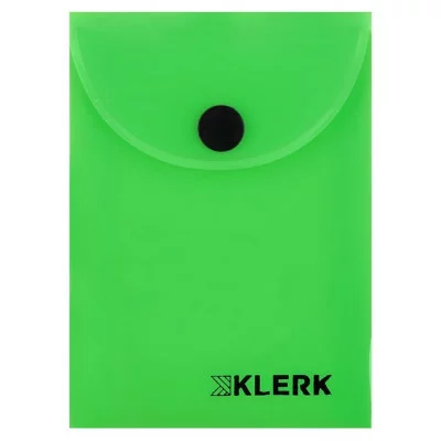 Папка-конверт на кноп А7 (75*105мм) 0,18мм KLERK Neon 241323 непрозрачная зеленая 241323