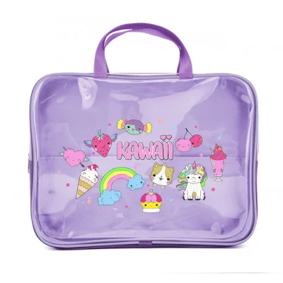 ПМД 2-84 Каваи рисунки - папка менеджера А4 с ручкой, прозрачный полимер, дизайн, 350х265x40 мм