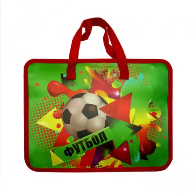 Папка школьная для тетрадей А4 на молнии с ручками 1803 нов "Футбол", 32*26*8 см. J.O. /12 /0 /120