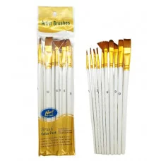 Кисти набор 10 шт. Синтетика CZ-248 Круглые №1, 2, 4, 5 и плоские 327307