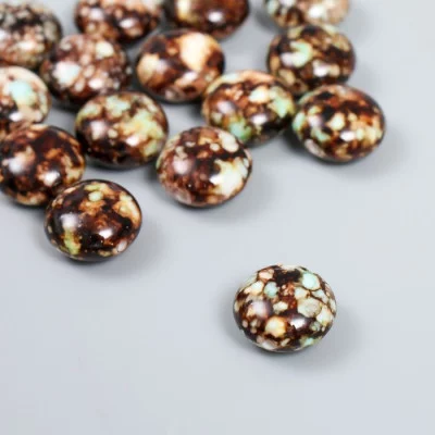 Бусины для творчества пластик "Мраморные. Коричневый" набор 15 шт 1,7х1,7х1 см   9285324