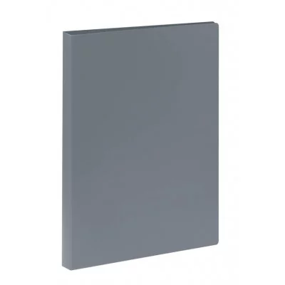 Папка на 2 кольцах СТАММ А4, 25мм, 500мкм, пластик, серая 355629