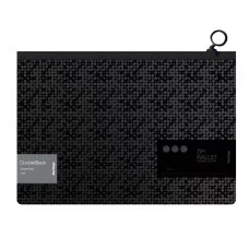 Папка-конверт на молнии Berlingo "DoubleBlack" А4, 200мкм, черная, с рисунком 299338