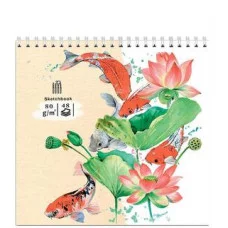 Скетчбук 48л. РЫБКИ И ЛИЛИИ 48-5649 на гребне обл. мел. картон блок 80г 190х190