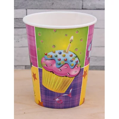 Стаканы бумажные С Днём Рождения! (255 мл, 6 шт) флоупак, ПФ 6 ФП-4422